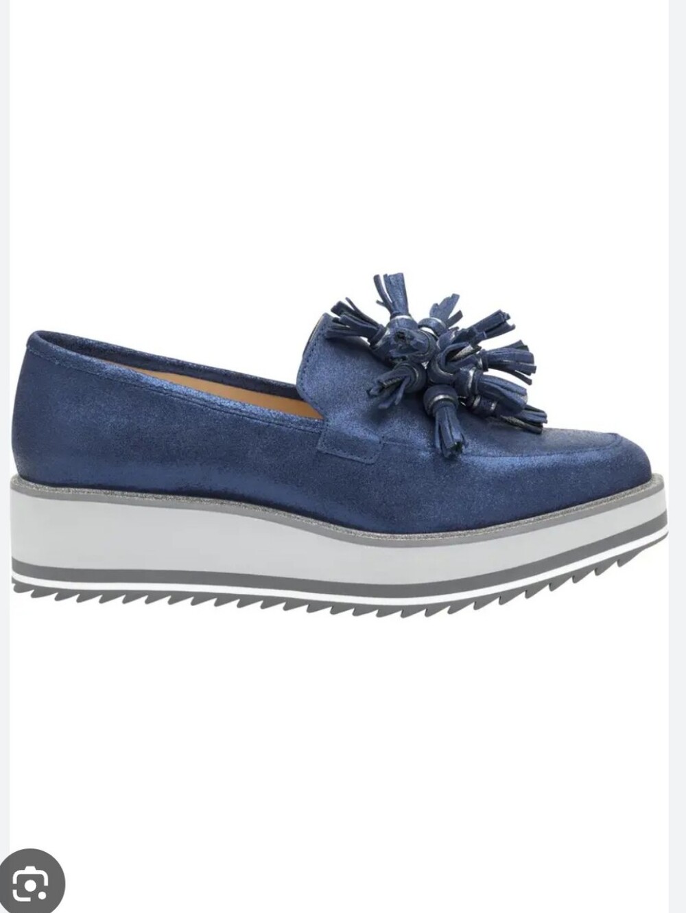 JOHNSTON & MURPHY GRACELYN Blue Tassel Platform Loafer Women's Slip On Lug 90s